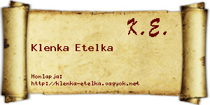 Klenka Etelka névjegykártya